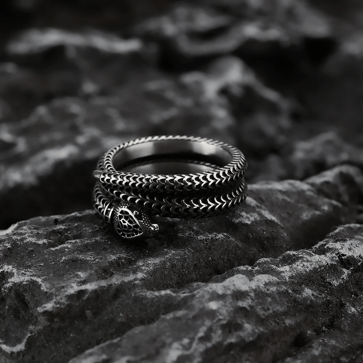 WorldNorse Snake King Titanium Steel Coil Ring - image 8
