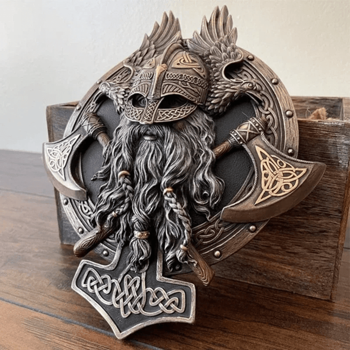 WorldNorse Viking Berserker Double Axe Plaque Statue - image 3