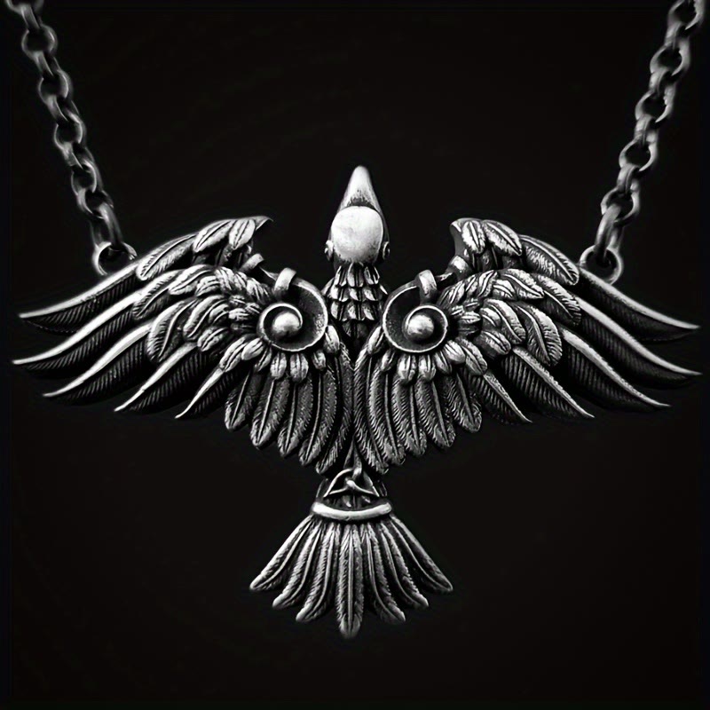 WorldNorse Viking Celtic Raven Bird Necklace - Silver - image 0