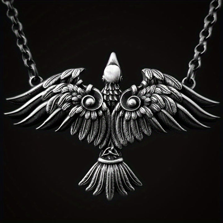 WorldNorse Viking Celtic Raven Bird Necklace - Silver - image 0