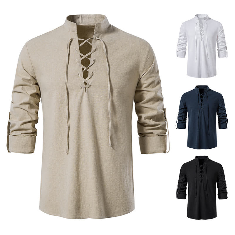 WorldNorse Medieval Lace-Up Tunic Henley Costume Shirt - image 0