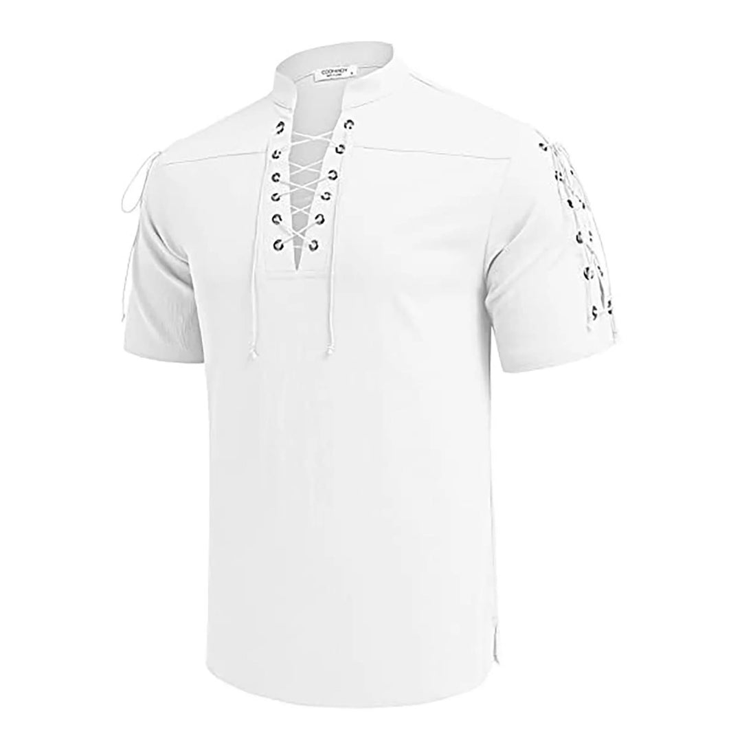 WorldNorse Medieval Lace-Up Short Sleeve Costume Shirt - image 7