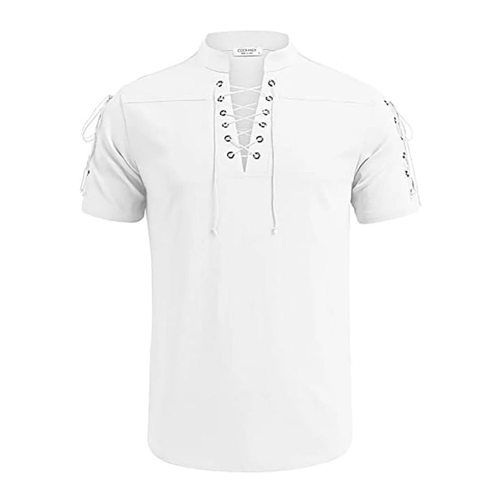 WorldNorse Medieval Lace-Up Short Sleeve Costume Shirt - White - 3XL - image 4