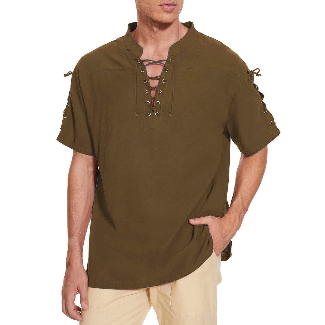 WorldNorse Medieval Lace-Up Short Sleeve Costume Shirt - image 13