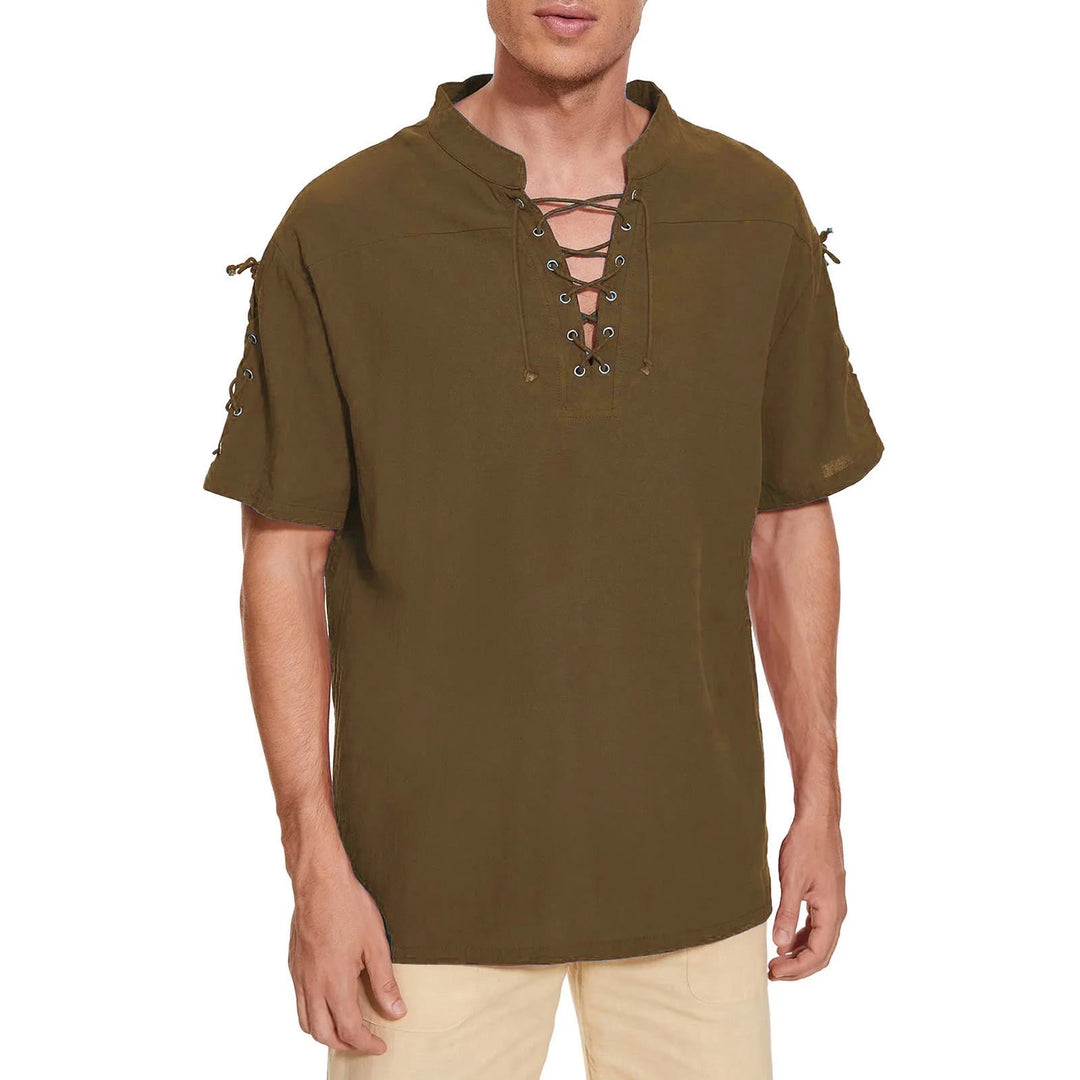 WorldNorse Medieval Lace-Up Short Sleeve Costume Shirt - image 14