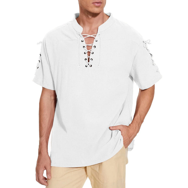 WorldNorse Medieval Lace-Up Short Sleeve Costume Shirt - image 5