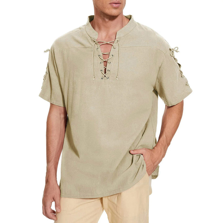 WorldNorse Medieval Lace-Up Short Sleeve Costume Shirt - image 1