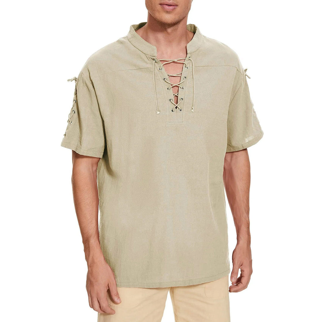 WorldNorse Medieval Lace-Up Short Sleeve Costume Shirt - image 2