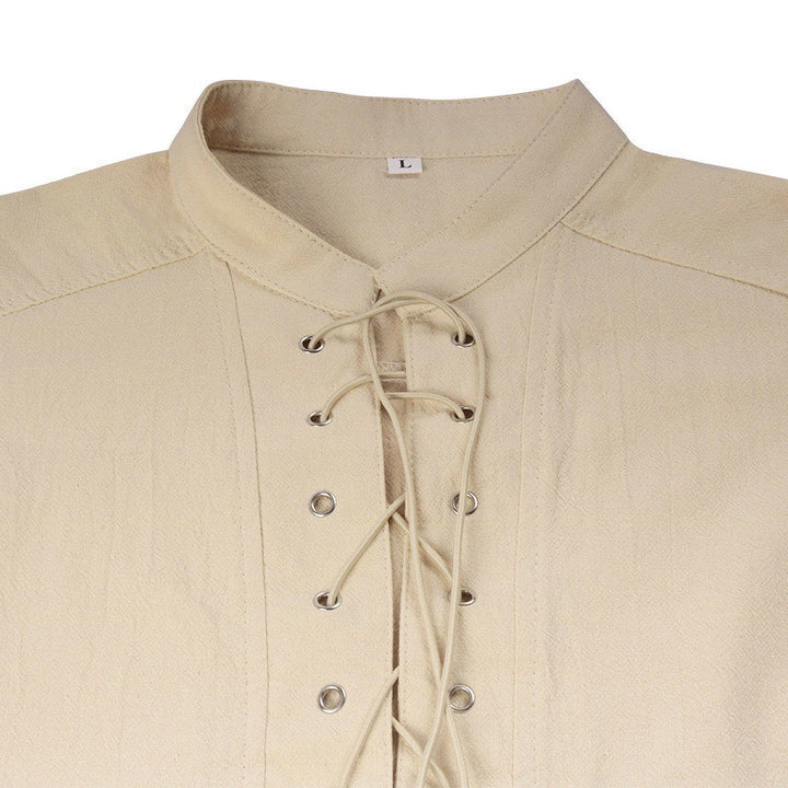 WorldNorse Medieval Sleeveless Lace-Up Collar Costume Shirt - image 2