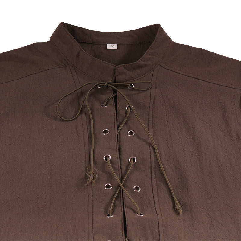 WorldNorse Medieval Sleeveless Lace-Up Collar Costume Shirt - image 21