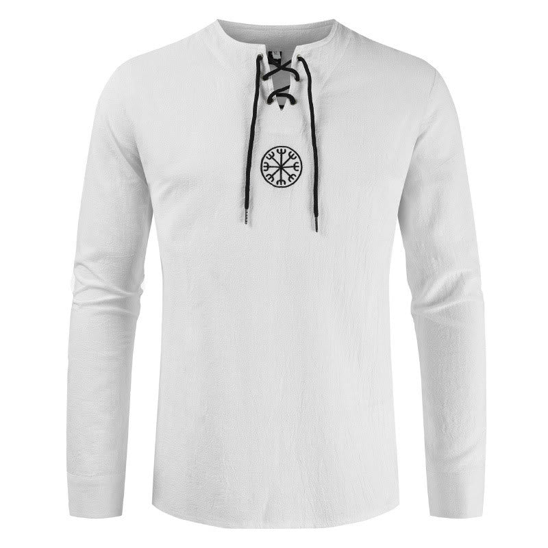 WorldNorse Helm Of Awe Lace-Up Collar Costume Shirt - White - 4XL - image 7