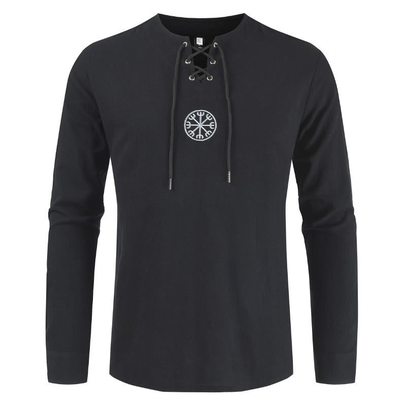 WorldNorse Helm Of Awe Lace-Up Collar Costume Shirt - Black - 4XL - image 8