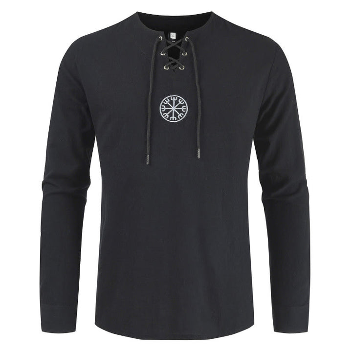 WorldNorse Helm Of Awe Lace-Up Collar Costume Shirt - Black - 4XL - image 8