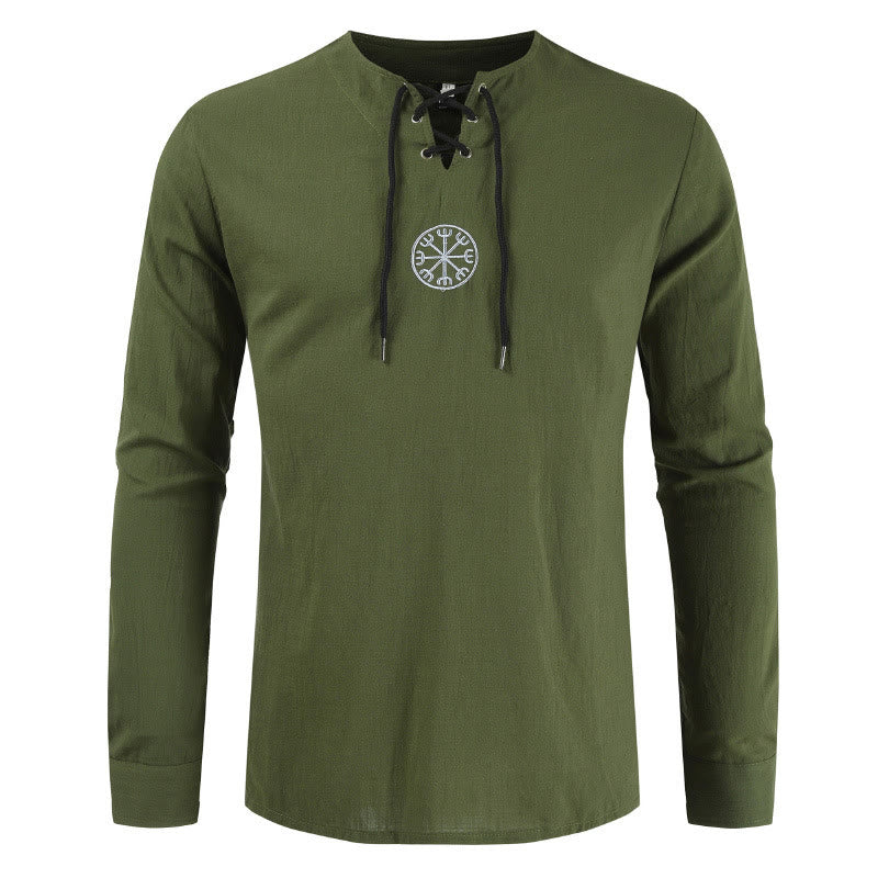 WorldNorse Helm Of Awe Lace-Up Collar Costume Shirt - Green - 4XL - image 9