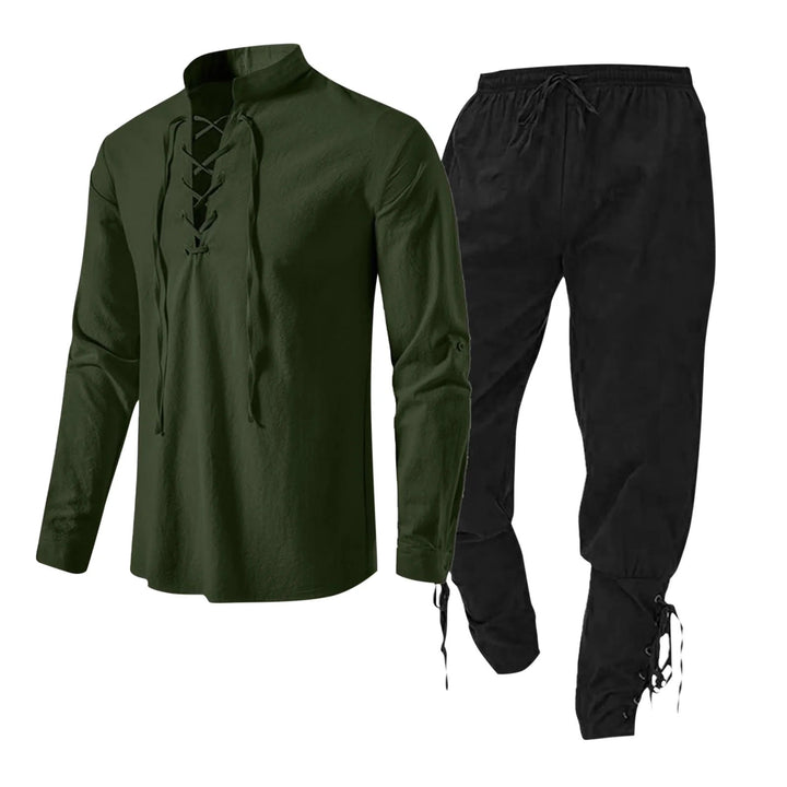 WorldNorse Medieval Viking 2-Piece Costume Set  - Green Shirt + Black Pant - 3XL - image 5