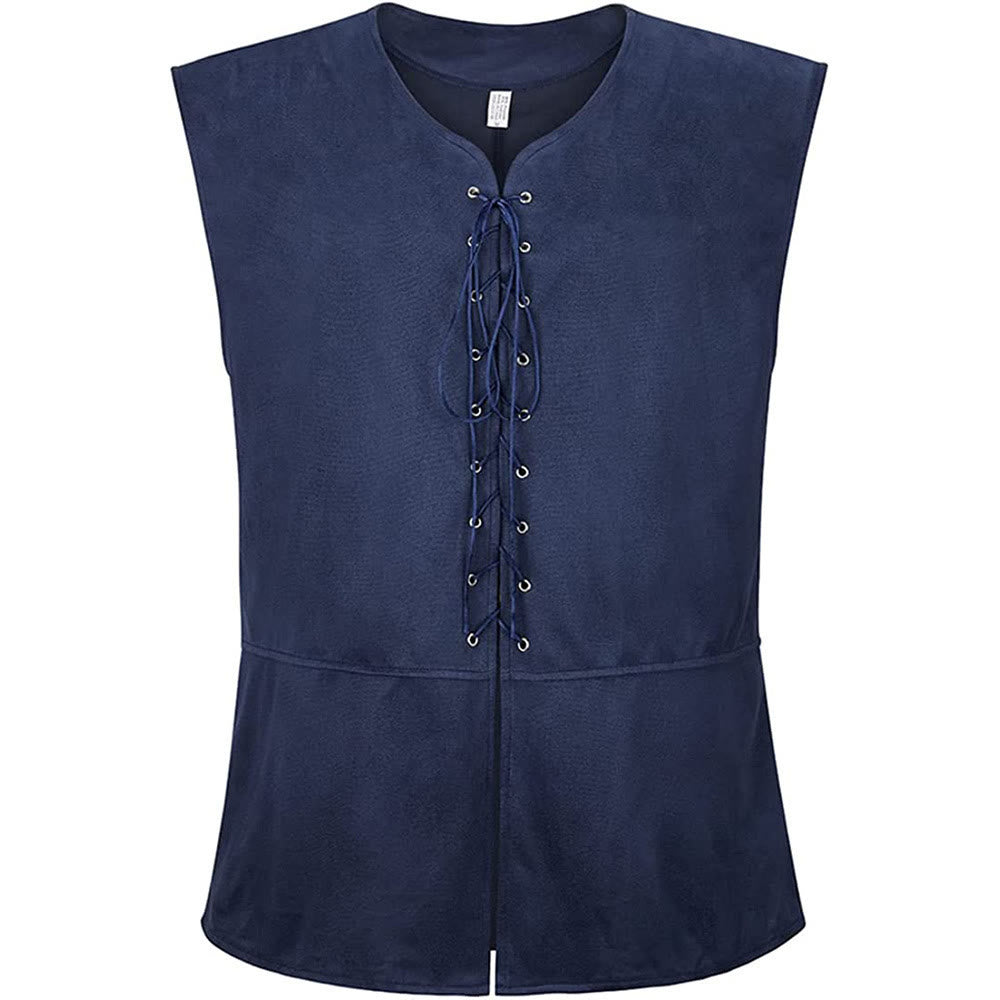 WorldNorse Medieval Lace-Up Vest Costume Waistcoat - Navy Blue - 2XL - image 9