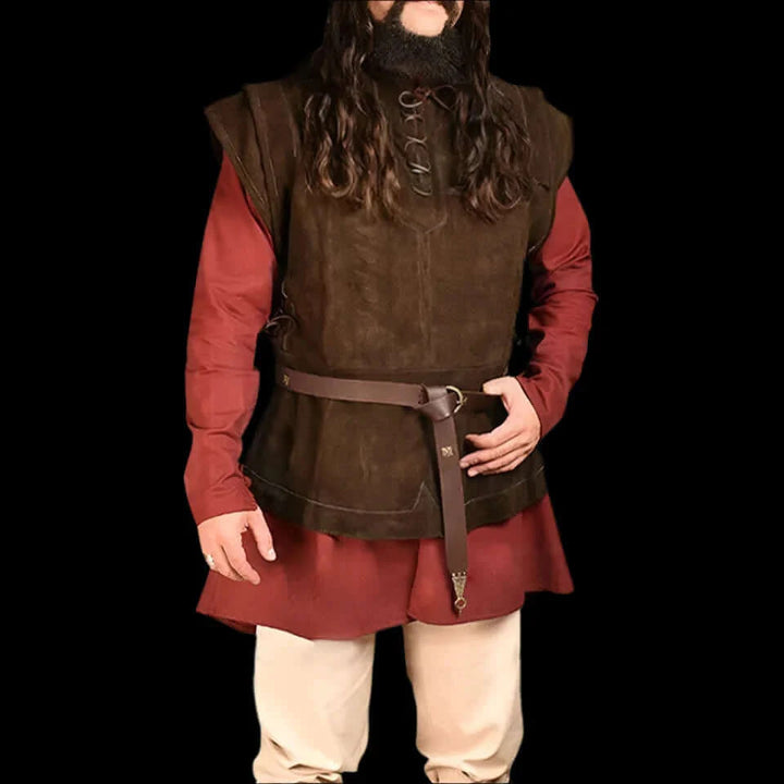 WorldNorse Medieval Faux Suede Lace-Up Costume Waistcoat - image 2