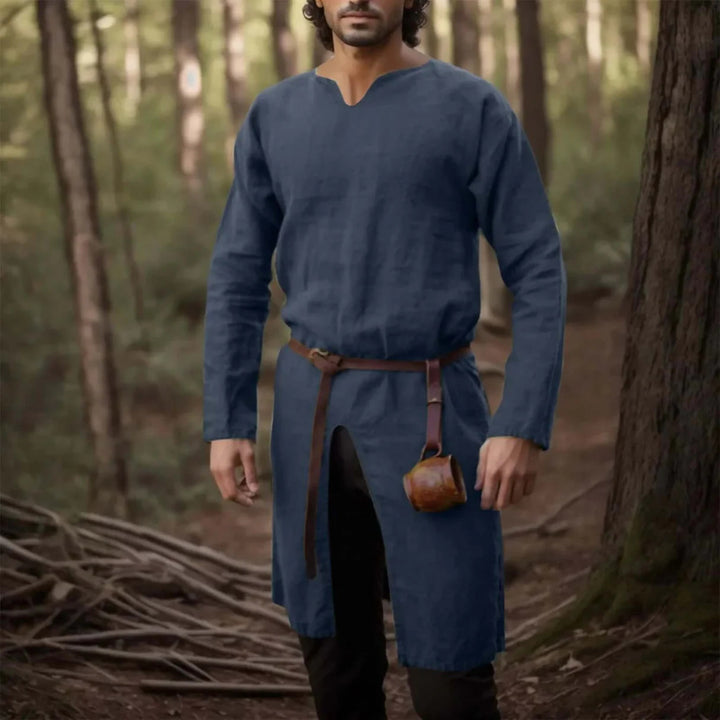 WorldNorse Medieval Knight Notch Neck Costume Robe - Navy - 3XL - image 3