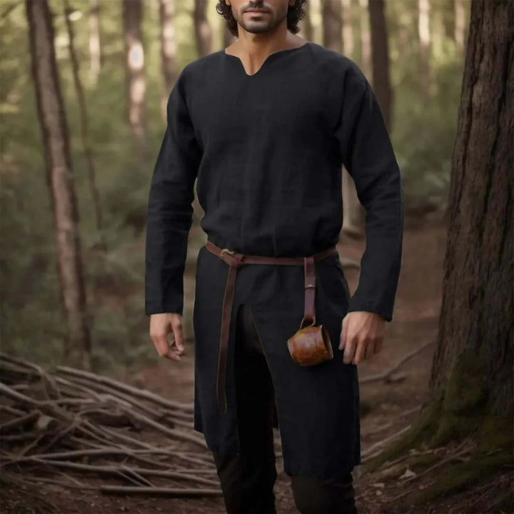 WorldNorse Medieval Knight Notch Neck Costume Robe - Black - 3XL - image 2