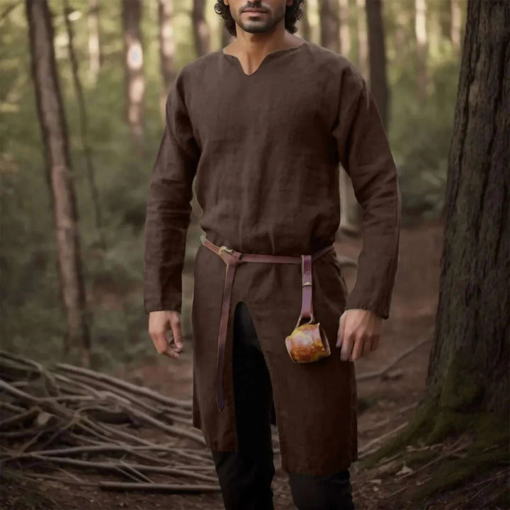 WorldNorse Medieval Knight Notch Neck Costume Robe - Brown - 3XL - image 4