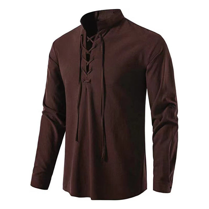 WorldNorse Medieval Lace-Up Pirate Tunic Costume Shirt - Brown - 3XL - image 17