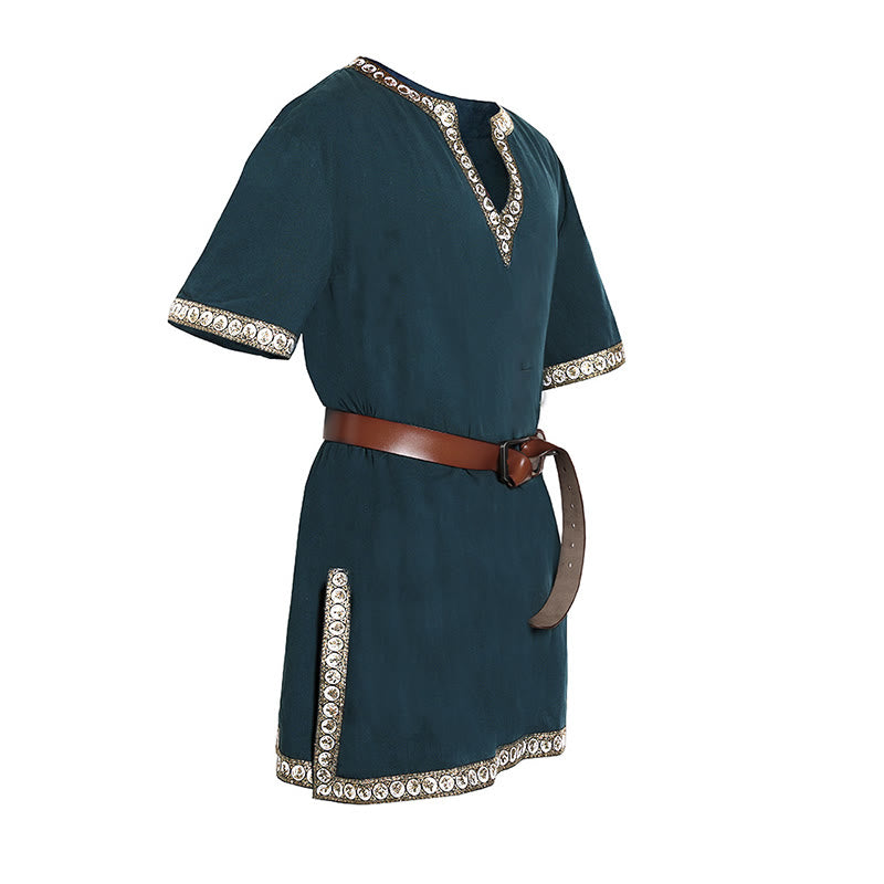 WorldNorse Medieval Embroidered Trim Tunic Costume Shirt - Green - 160cm - image 7