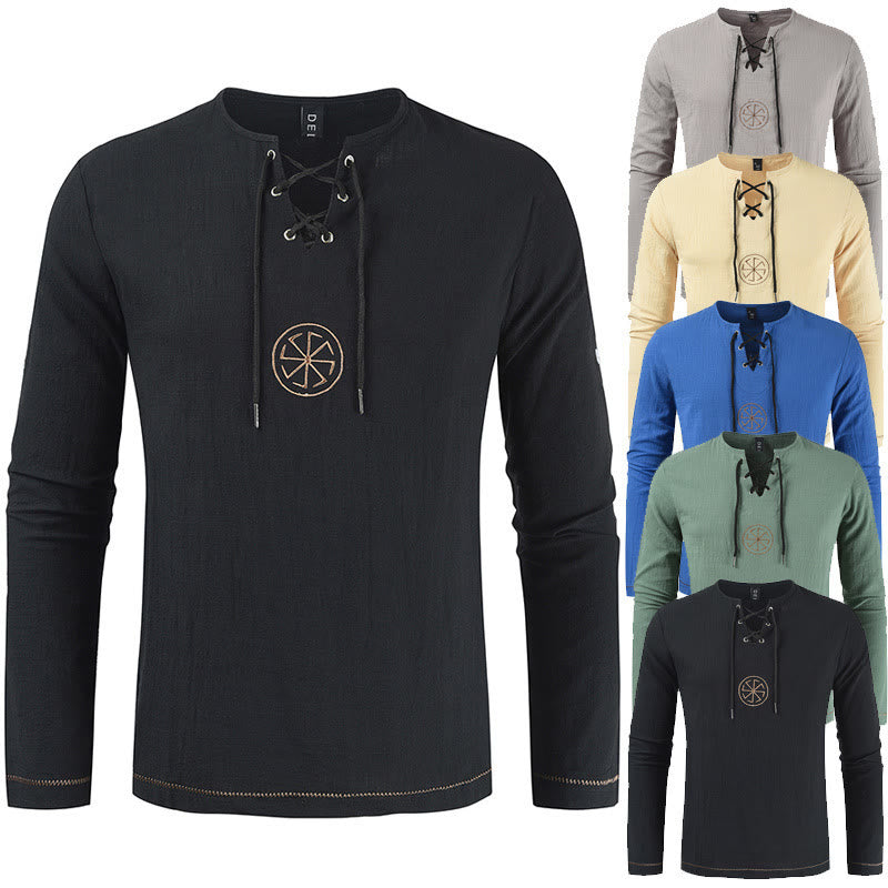 WorldNorse Nordic Lace-Up Collar Costume Shirt - image 10