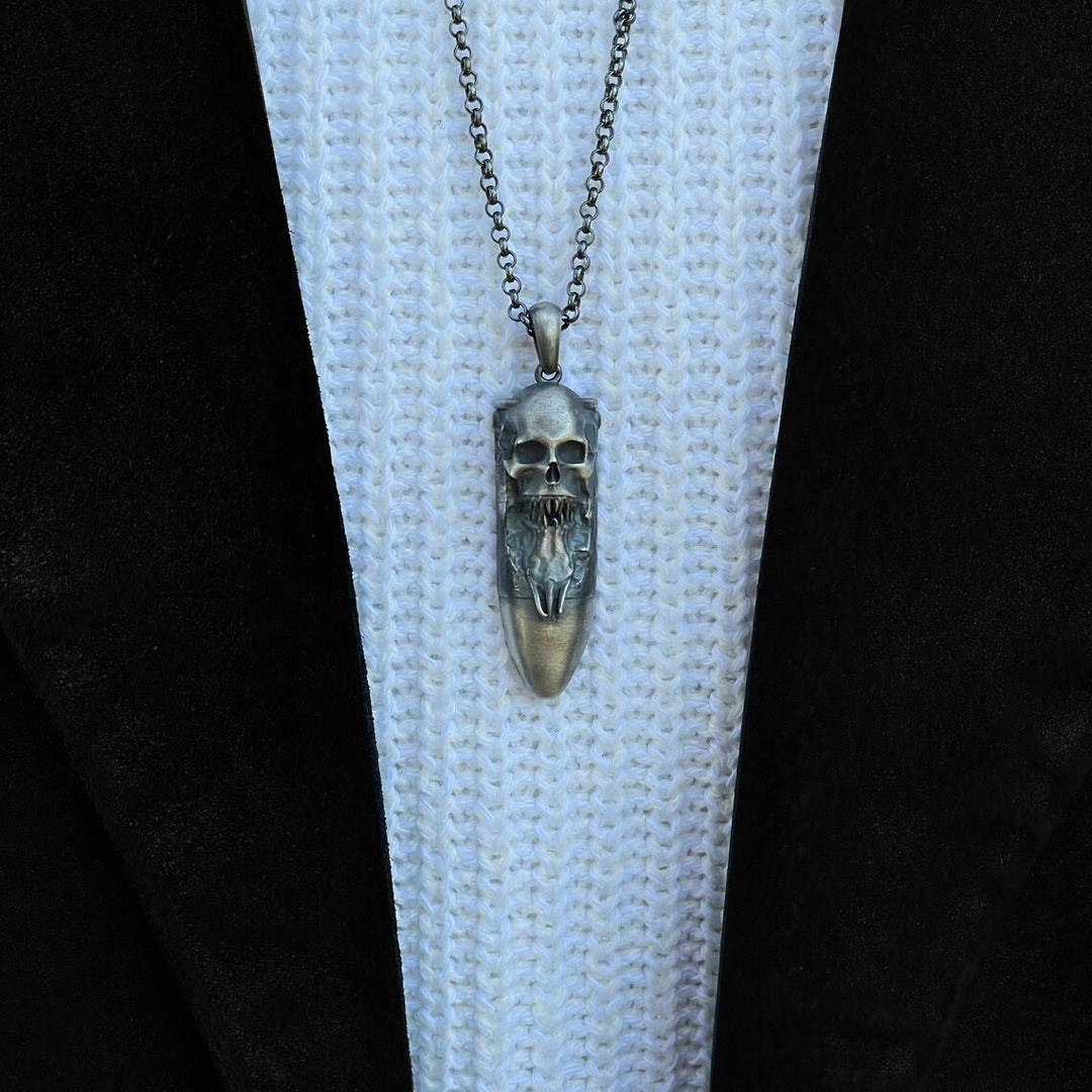 WorldNorse Skull Bullet Pendant Necklace