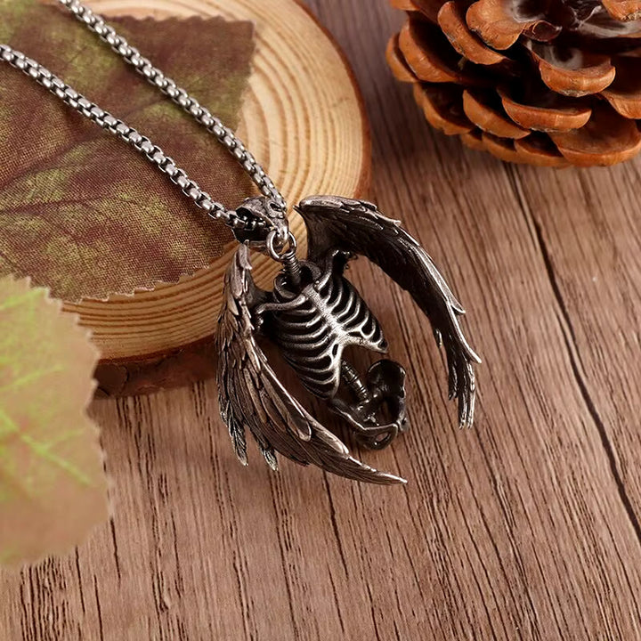 WorldNorse Half Body Skeleton Bone Wings Necklace - image 2