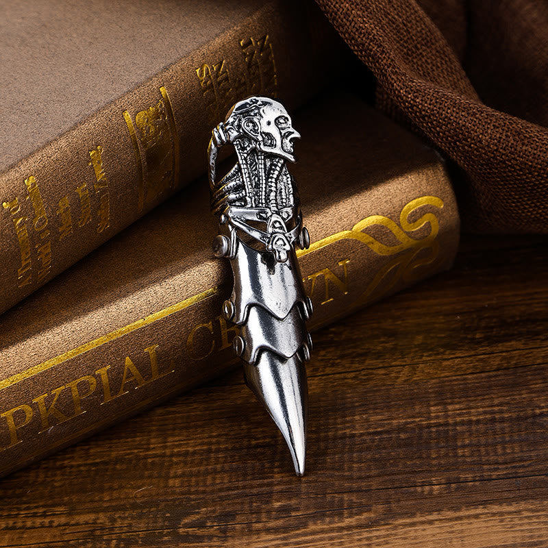 WorldNorse Long Finger Silver Double Loop Armor Ring - Style#13 - image 16