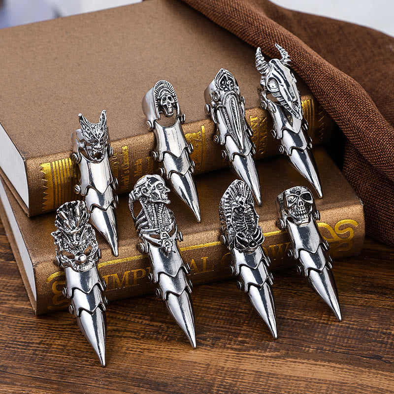 WorldNorse Long Finger Silver Double Loop Armor Ring - image 21