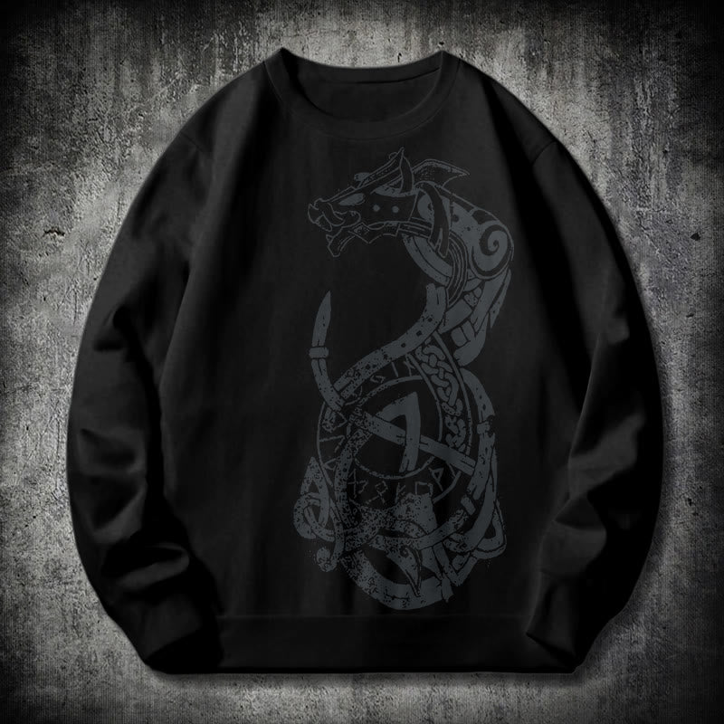 WorldNorse Celtic Knot Dragon Runes Sweatshirt - Black - 2XL - image 0