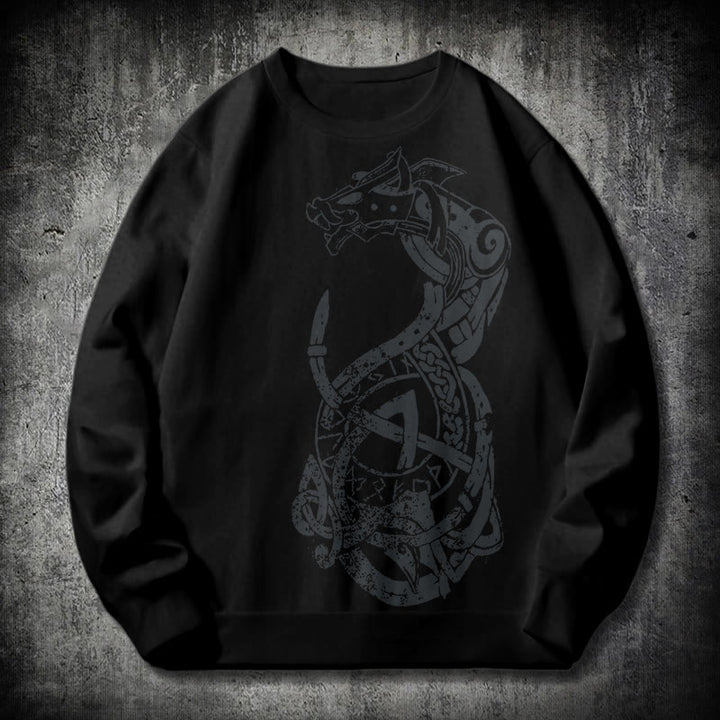 WorldNorse Celtic Knot Dragon Runes Sweatshirt - Black - 2XL - image 0