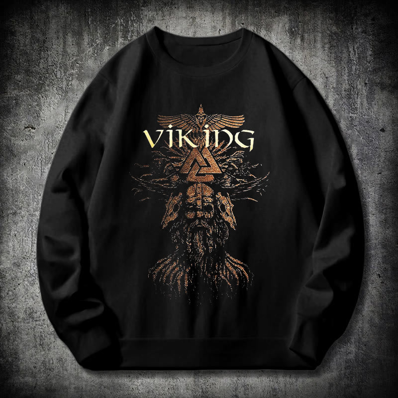 WorldNorse Viking Art Raven Valknut Sweatshirt - Black - 2XL - image 0