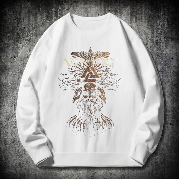 WorldNorse Viking Art Raven Valknut Sweatshirt - White - 2XL - image 10