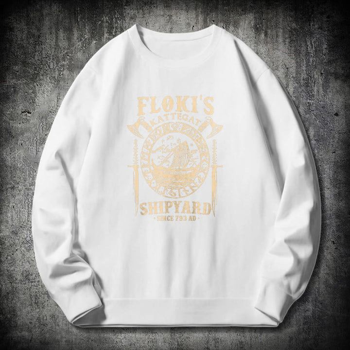 WorldNorse Shipyard Viking Ship And Sword Sweatshirt - White - 2XL - image 10