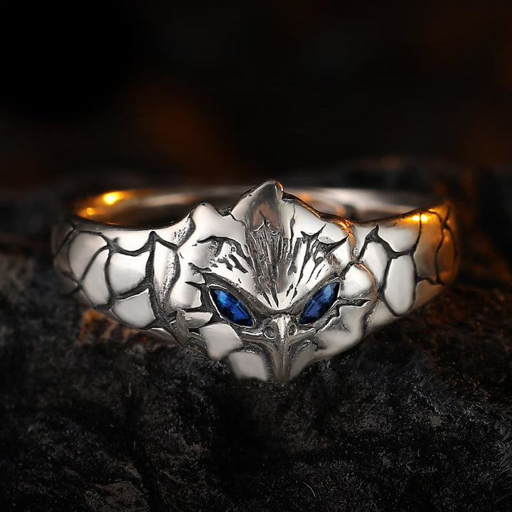 WorldNorse Retro Blue Eye Owl Adjustable Ring - Blue Eye Owl - image 0