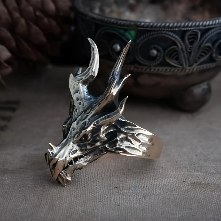 WorldNorse Vintage Dragon Head Design Open Ring - image 3