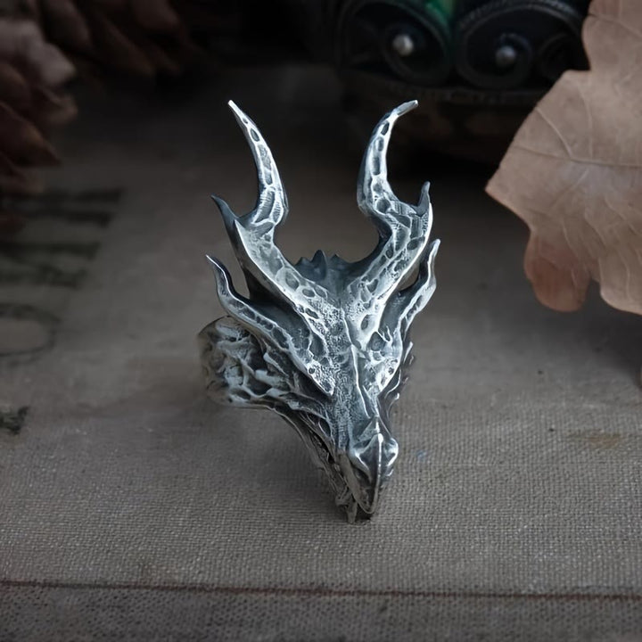 WorldNorse Vintage Dragon Head Design Open Ring - Dragon Head - image 0