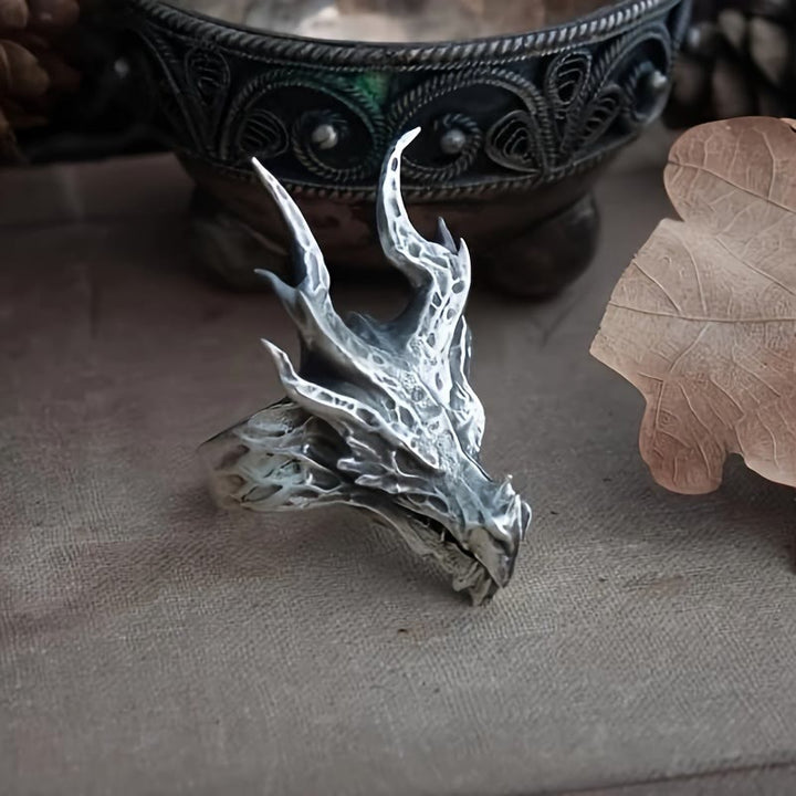 WorldNorse Vintage Dragon Head Design Open Ring - image 2