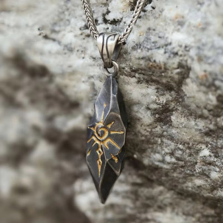 WorldNorse Wish Emblem Hammered Necklace - Retro Silver - image 0