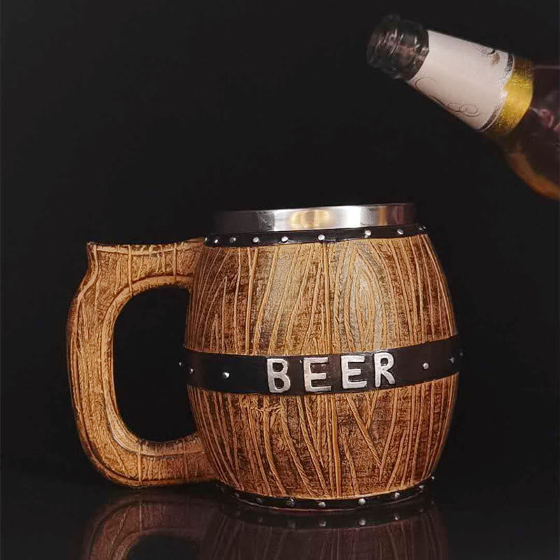 WorldNorse Vintage Viking Wooden Barrel Beer Mug