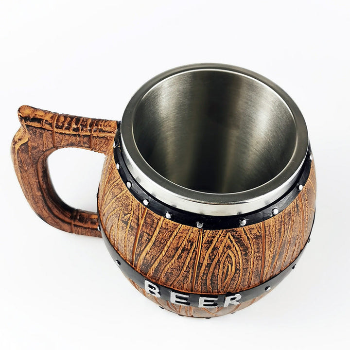 WorldNorse Vintage Viking Wooden Barrel Beer Mug