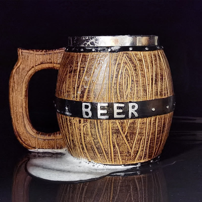 WorldNorse Vintage Viking Wooden Barrel Beer Mug