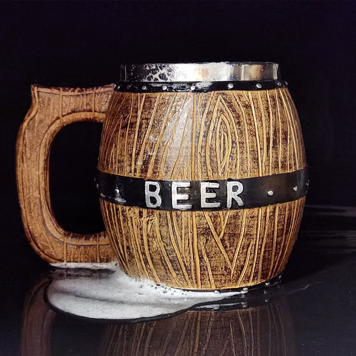 WorldNorse Vintage Viking Wooden Barrel Beer Mug