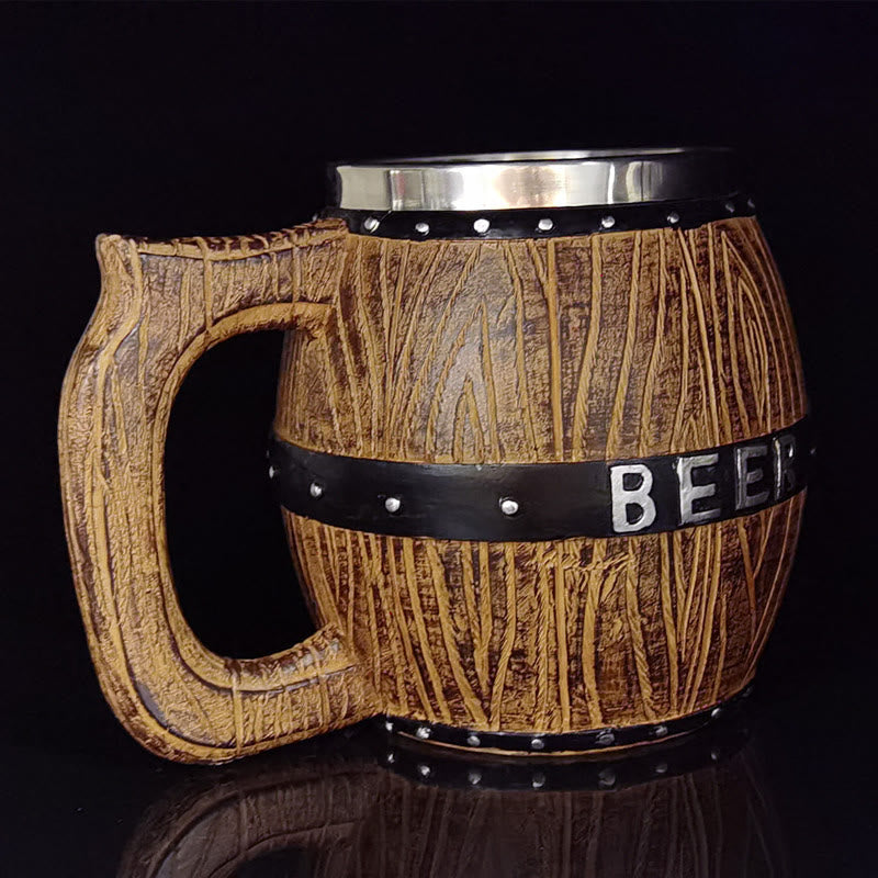 WorldNorse Vintage Viking Wooden Barrel Beer Mug
