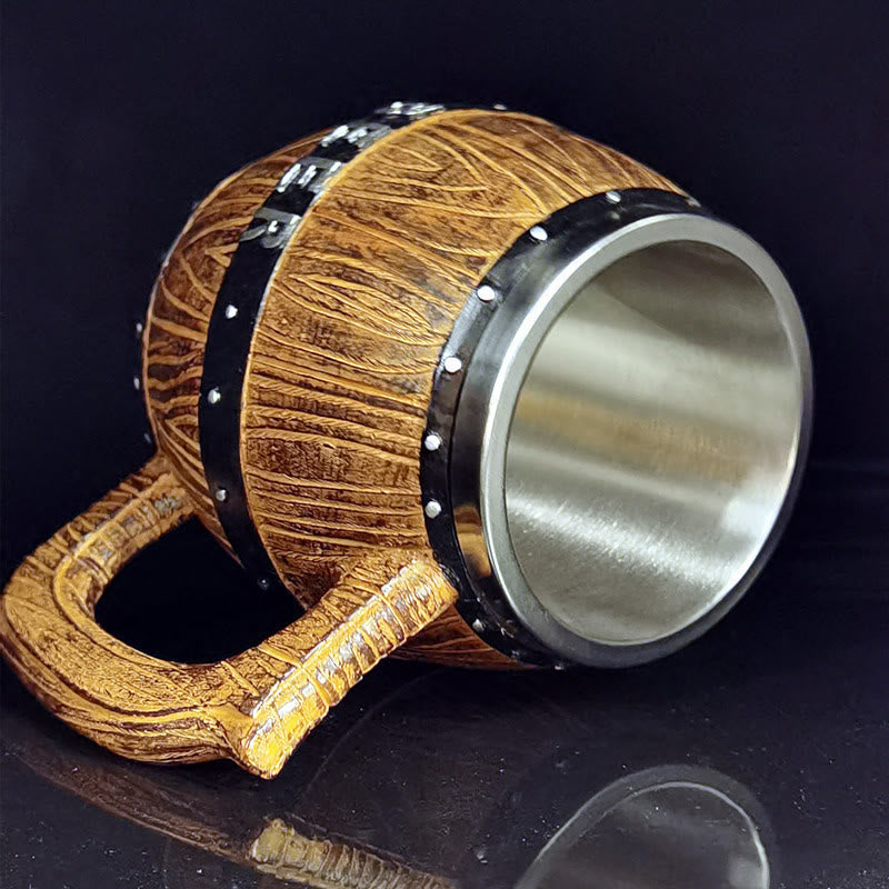 WorldNorse Vintage Viking Wooden Barrel Beer Mug