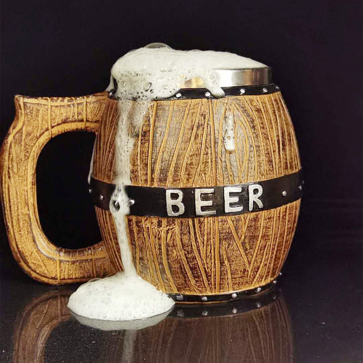 WorldNorse Vintage Viking Wooden Barrel Beer Mug