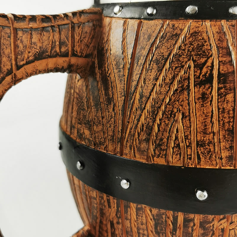WorldNorse Vintage Viking Wooden Barrel Beer Mug