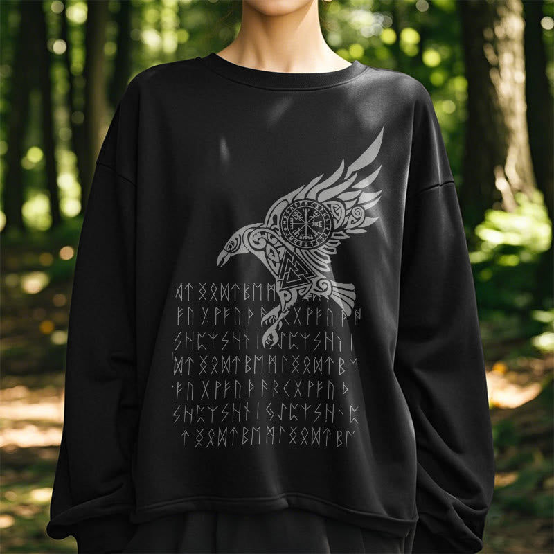 WorldNorse Raven With Vegvisir Runes Valknut Sweatshirt - image 8